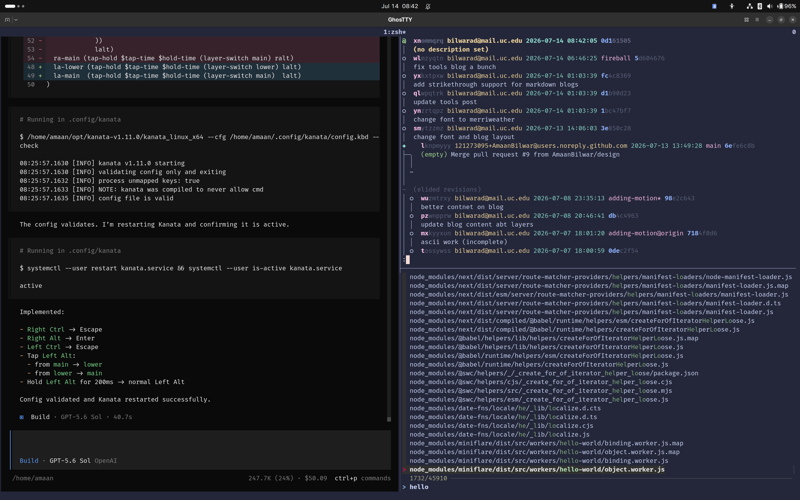 ghostty with zsh and fira code